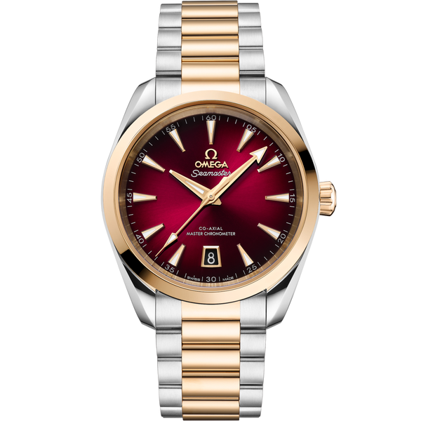 Omega 220.20.38.20.10.002 Seamaster Aqua Terra 150M Shades Master Chronometer 38 Stainless Steel - Moonshine Gold / Red / Bracelet