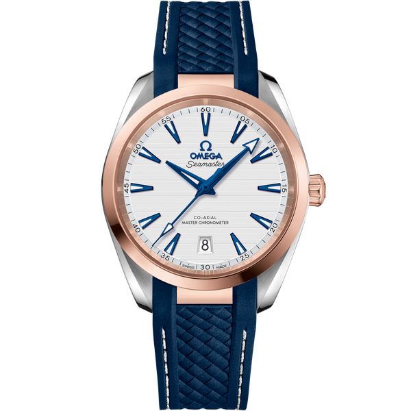 Omega 220.22.38.20.02.001 Seamaster Aqua Terra 150M Master Chronometer 38 Stainless Steel / Sedna Gold / Silver / Rubber