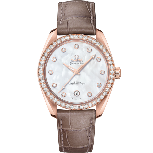 Omega 220.58.38.20.55.001 Seamaster Aqua Terra 150M Master Chronometer 38 Sedna Gold / Diamond / MOP / Alligator
