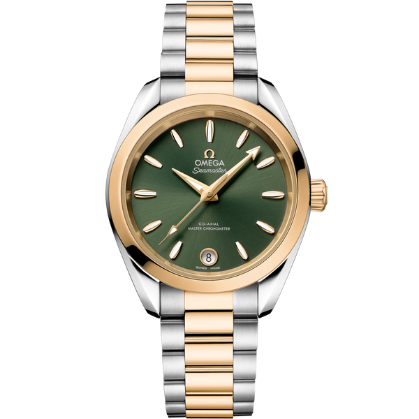Omega 220.20.34.20.10.002 Seamaster Aqua Terra 150M Shades Master Chronometer 34 Stainless Steel - Moonshine Gold / Green / Bracelet