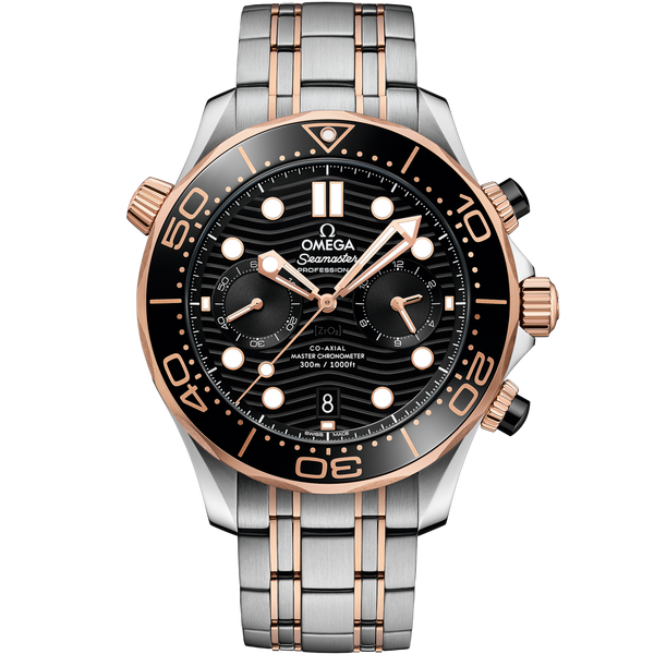 Omega 210.20.44.51.01.001 Seamaster Diver 300M Master Co-Axial 44 Chronograph Stainless Steel / Sedna Gold / Black / Bracelet