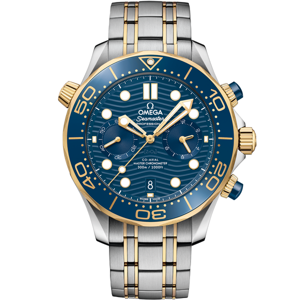 Omega 210.20.44.51.03.001 Seamaster Diver 300M Master Co-Axial 44 Chronograph Stainless Steel / Yellow Gold / Blue / Bracelet