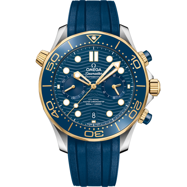Omega 210.22.44.51.03.001 Seamaster Diver 300M Master Co-Axial 44 Chronograph Stainless Steel / Yellow Gold / Blue / Rubber