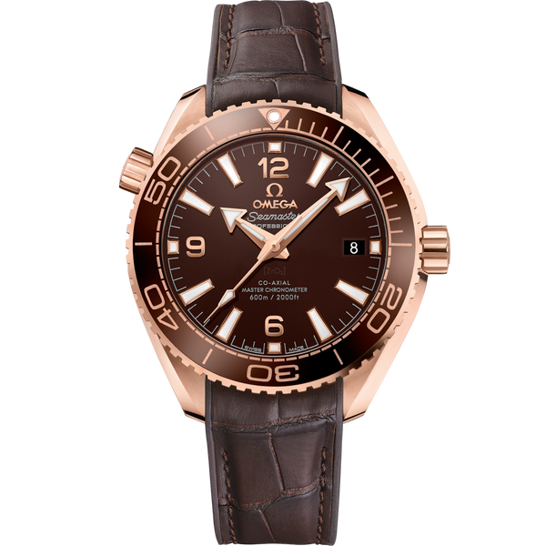 Omega 215.63.40.20.13.001 Seamaster Planet Ocean 600M Co-Axial 39.5 Master Chronometer Sedna Gold / Chocolate / Alligator