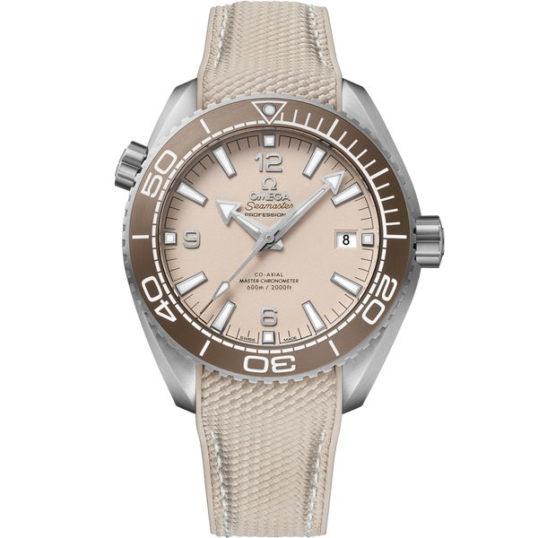 Omega 215.32.44.21.09.001 Seamaster Planet Ocean 600M Co-Axial 43.5 Master Chronometer Stainless Steel / Beige / Rubber
