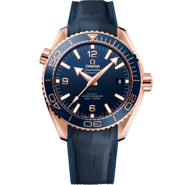 Omega 215.63.44.21.03.001 Seamaster Planet Ocean 600M Co-Axial 43.5 Master Chronometer Sedna Gold / Blue / Strap