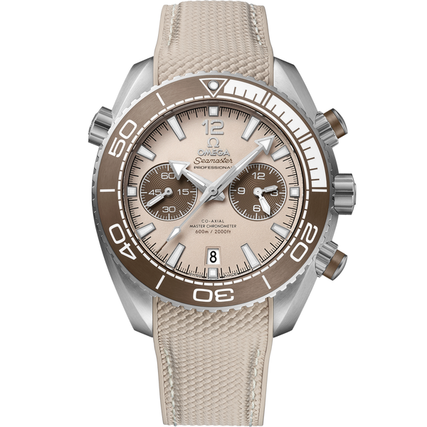 Omega 215.32.46.51.09.001 Seamaster Planet Ocean 600M Co-Axial 45.5 Master Chronometer Chronograph Stainless Steel / Beige / Rubber