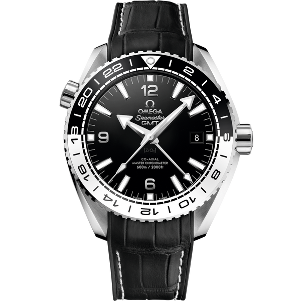 Omega 215.33.44.22.01.001 Seamaster Planet Ocean 600M Co-Axial 43.5 Master Chronometer GMT Stainless Steel / Black White / Alligator