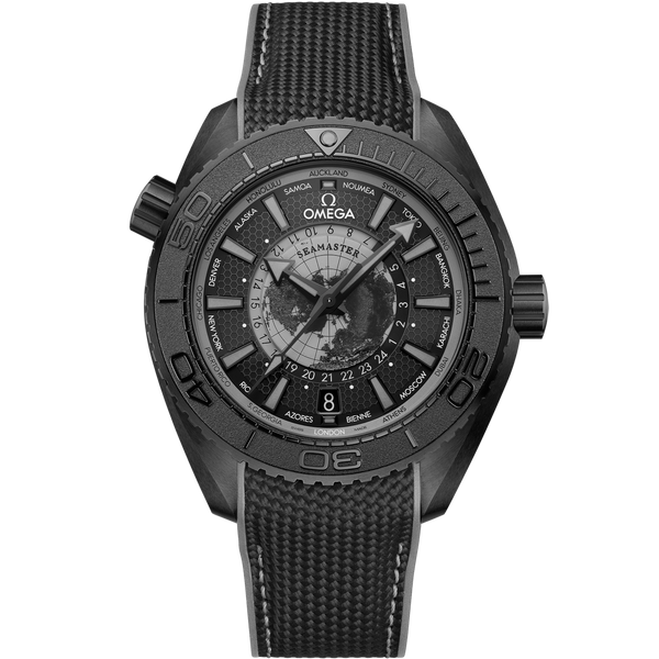Omega 215.92.46.22.01.007 - Seamaster Planet Ocean 600M Co-Axial Worldtimer 45.5 Master Chronometer GMT Ceramic / Black - Grey / Rubber