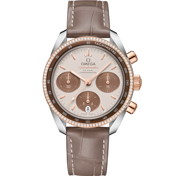 Omega 324.28.38.50.02.002 Speedmaster Co-Axial 38 Stainless Steel / Sedna Gold / Diamond / Cappuccino