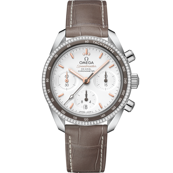 Omega 324.38.38.50.02.001 Speedmaster Co-Axial 38 Stainless Steel / Diamond / Silver / Strap