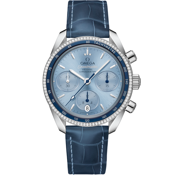 Omega 324.38.38.50.03.001 Speedmaster Co-Axial 38 Stainless Steel / Diamond / Blue / Strap