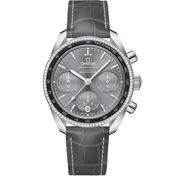 Omega 324.38.38.50.06.001 Speedmaster Co-Axial 38 Stainless Steel / Diamond / Grey / Strap