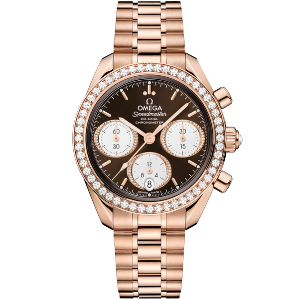 Omega 324.55.38.50.63.001 Speedmaster Date 38 Sedna Gold - Diamond / Brown / Bracelet
