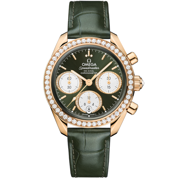 Omega 324.58.38.50.60.001 Speedmaster Date 38 Moonshine Gold - Diamond / Green