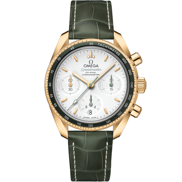 Omega 324.63.38.50.02.004 Speedmaster Co-Axial 38 Yellow Gold / Silver / Strap