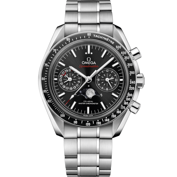 Omega 304.30.44.52.01.001 Speedmaster Moonphase Chronograph Master Chronometer Stainless Steel / Black / Bracelet