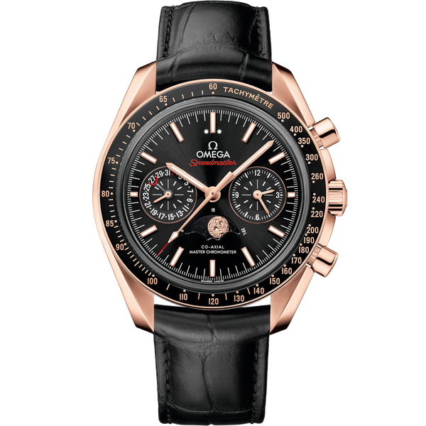 Omega 304.63.44.52.01.001 Speedmaster Moonphase Chronograph Master Chronometer Sedna Gold / Black