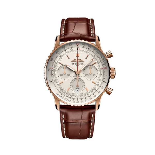 Breitling RB0139211G1P1 Navitimer B01 Chronograph 41 Red Gold / Silver / Alligator - Folding