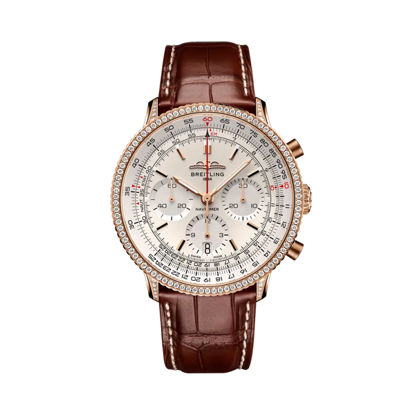 Breitling RB0139631G1P1 - Navitimer B01 Chronograph 41 18k red gold (gem-set) - Cream