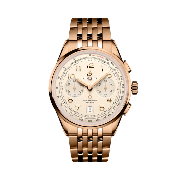 Breitling RB0145371G1R1 Premier B01 Chronograph 42 Red Gold / Cream / Bracelet