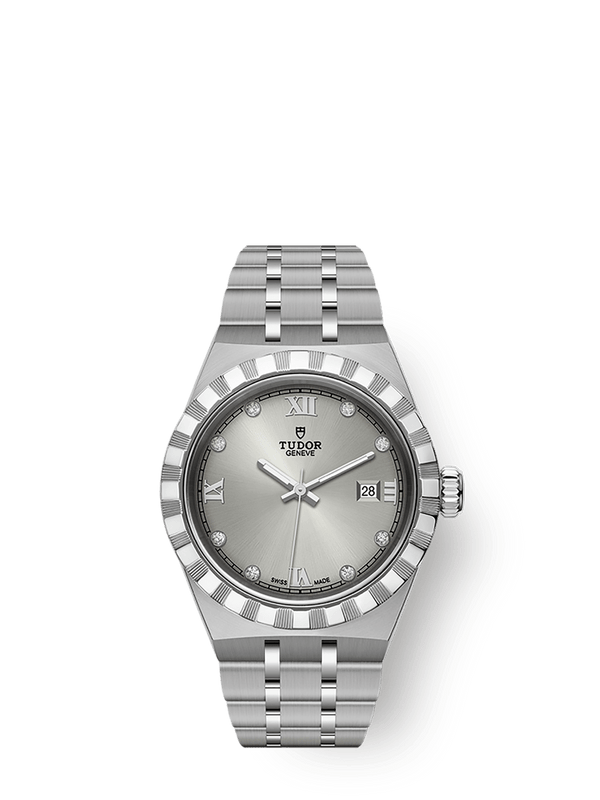 Tudor 28300-0002 Royal Date 28 Stainless Steel / Silver - Diamond