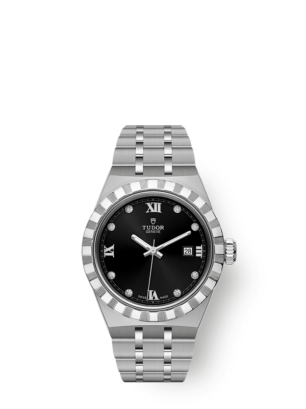 Tudor 28300-0004 Royal Date 28 Stainless Steel / Black - Diamond