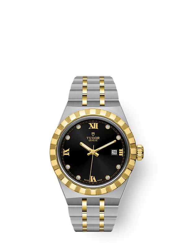 Tudor 28303-0005 Royal Date 28 Stainless Steel / Yellow Gold / Black - Diamond