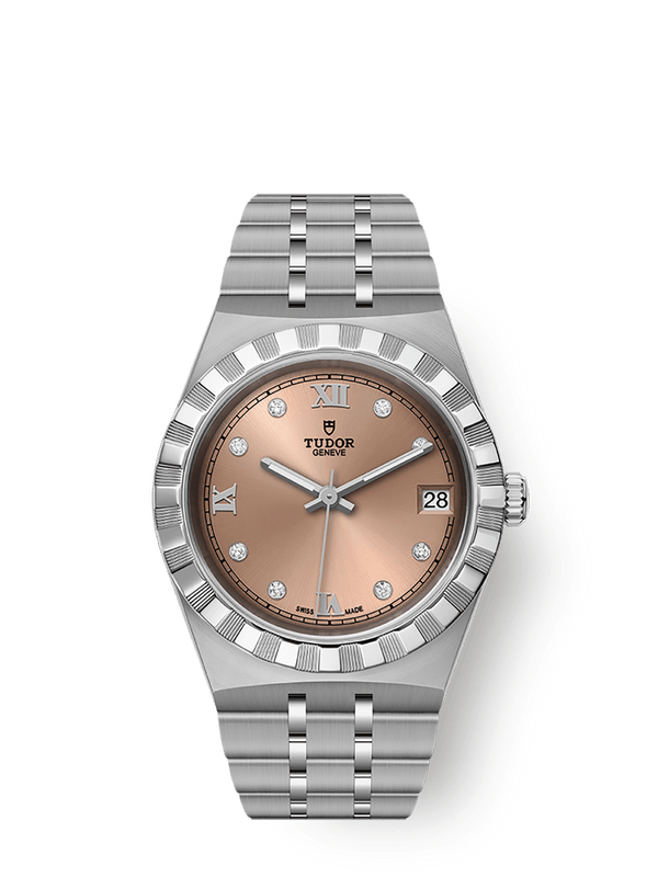Tudor 28400-0011 Royal Date 34 Stainless Steel / Salmon - Diamond