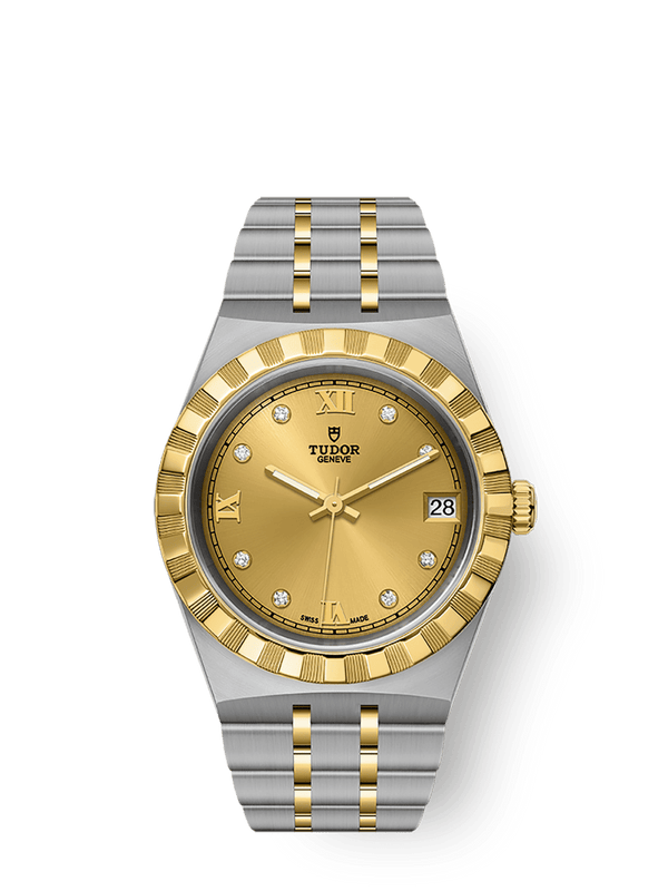Tudor 28403-0006 Royal Date 34 Stainless Steel / Yellow Gold / Champagne - Diamond