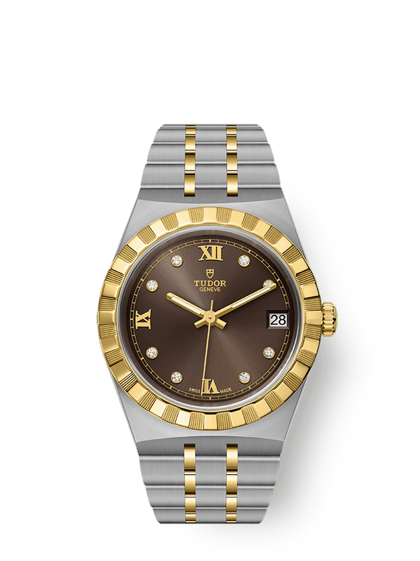 Tudor 28403-0009 Royal Date 34 Stainless Steel / Yellow Gold / Chocolate - Diamond