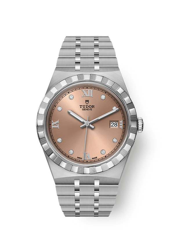 Tudor 28500-0009 Royal Date 38 Stainless Steel / Salmon - Diamond