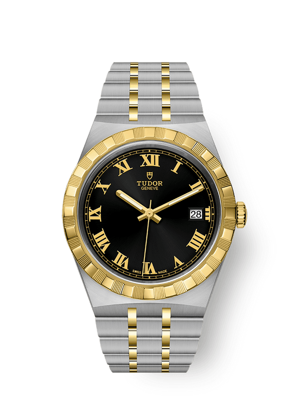 Tudor 28503-0006 Royal Date 38 Stainless Steel / Yellow Gold / Black - Roman