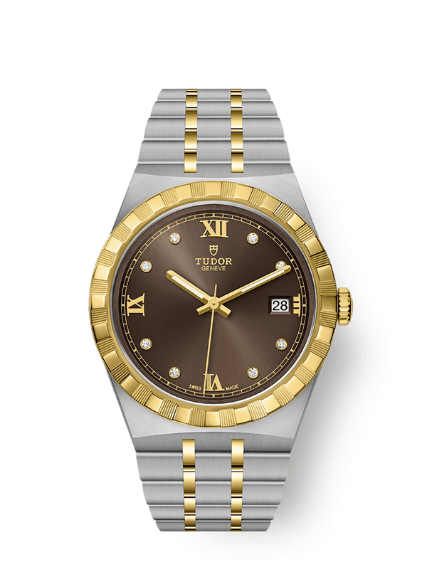 Tudor 28503-0008 Royal Date 38 Stainless Steel / Yellow Gold / Chocolate - Diamond