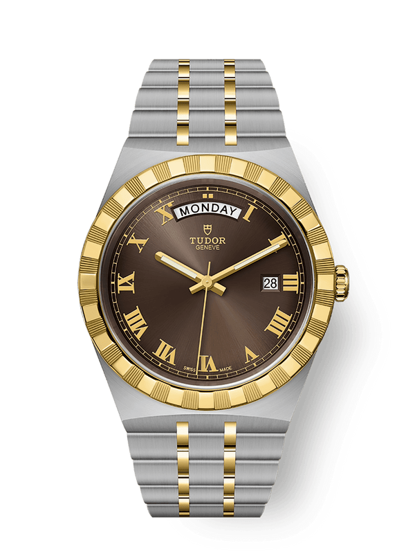 Tudor 28603-0007 Royal Day-Date 41 Stainless Steel / Yellow Gold / Chocolate - Roman