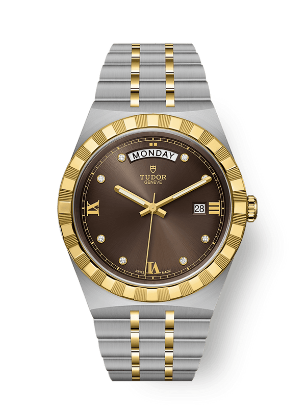 Tudor 28603-0008 Royal Day-Date 41 Stainless Steel / Yellow Gold / Chocolate - Diamond