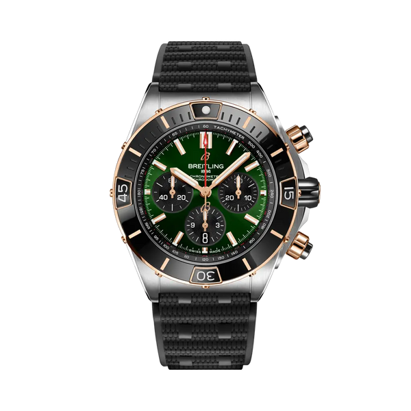 Breitling UB0136251L1S1 Super Chronomat B01 44 Stainless Steel - Red Gold / Green / Rubber Rouleaux