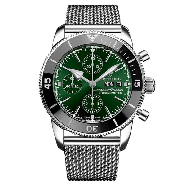 Breitling A13313121L1A1 Superocean Heritage II Chronograph 44 Stainless Steel / Green / Milanese