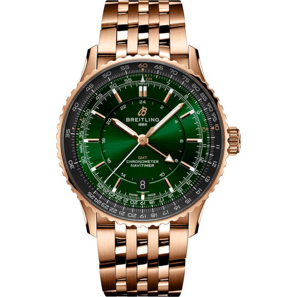 Breitling R32310251L1R1 Navitimer GMT 41 Automatic Red Gold / Green / Bracelet