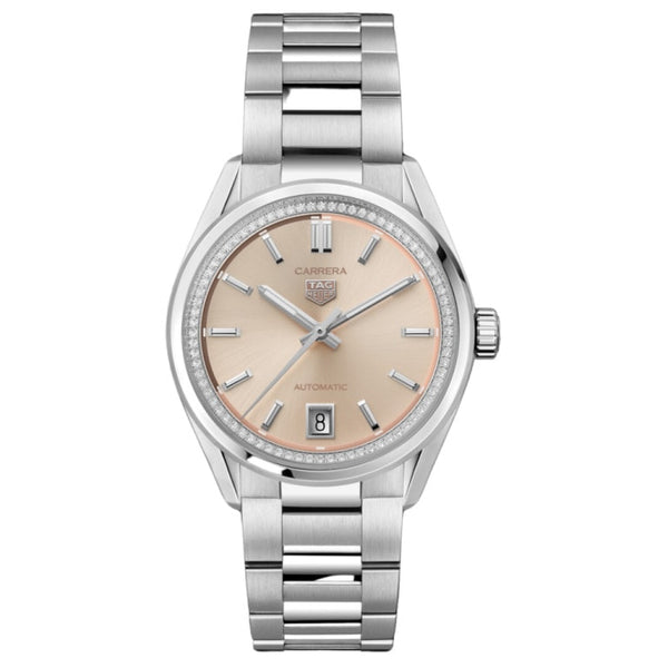 TAG Heuer WBN231A.BA0001 Carrera Date 36 Stainless Steel / Peach - Diamond
