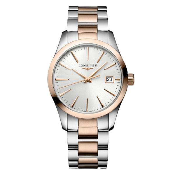 Longines L2.386.3.72.7 Conquest Classic Quartz 34 Stainless Steel / Red Gold PVD / Silver