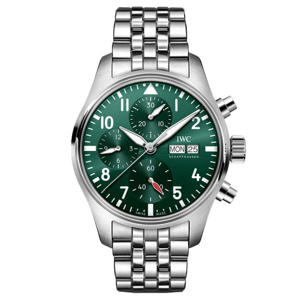 IWC IW388104 Pilot's Watch Chronograph 41 Stainless Steel / Green / Bracelet
