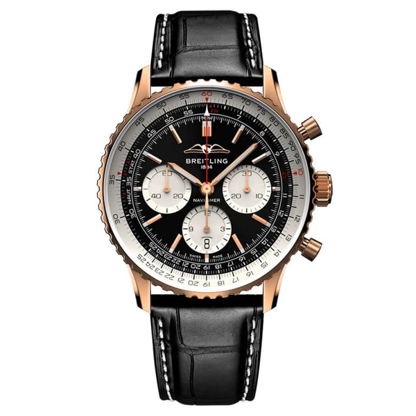 Breitling RB0138211B1P1 Navitimer B01 Chronograph 43 Red Gold / Black / Alligator - Folding