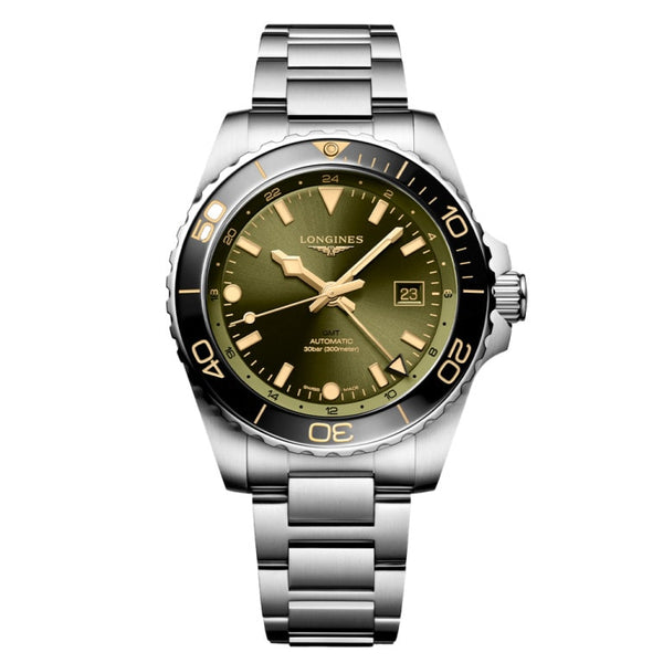 Longines L3.890.4.06.6 Hydroconquest GMT 43 Stainless Steel / Green / Bracelet