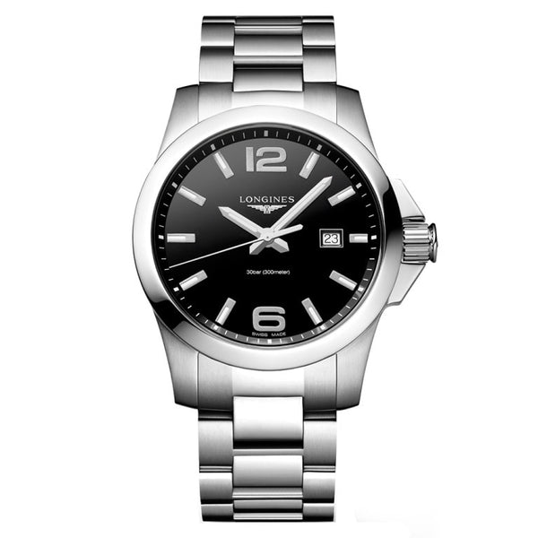 Longines L3.760.4.56.6 - Conquest Quartz 43 Stainless Steel / Black / Bracelet