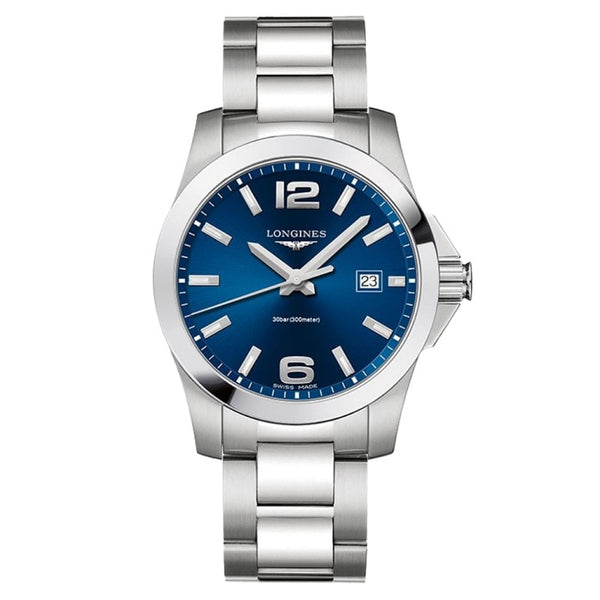 Longines L3.759.4.96.6 - Conquest Quartz 41 Stainless Steel / Blue / Bracelet
