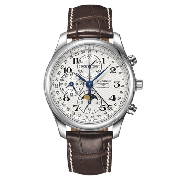 Longines L2.773.4.78.3 Master Collection 42 Chronograph Calendar Stainless Steel / Silver-Arabic / Alligator