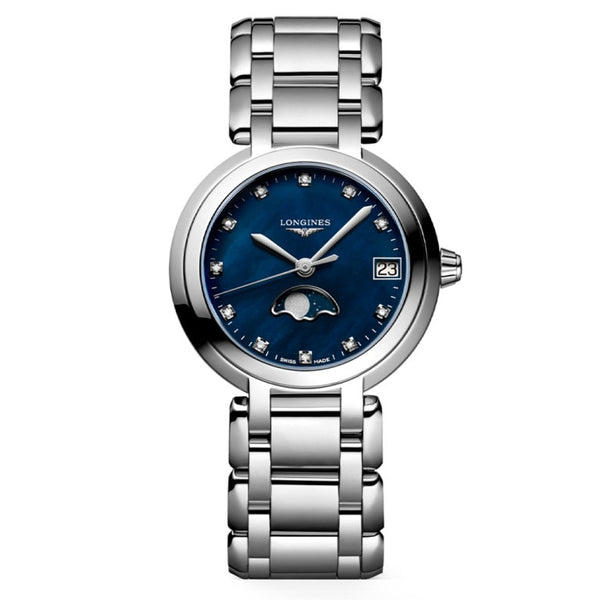 Longines L8.115.4.98.6 PrimaLuna 30.5 Quartz Moonphase Stainless Steel / Blue MOP / Bracelet