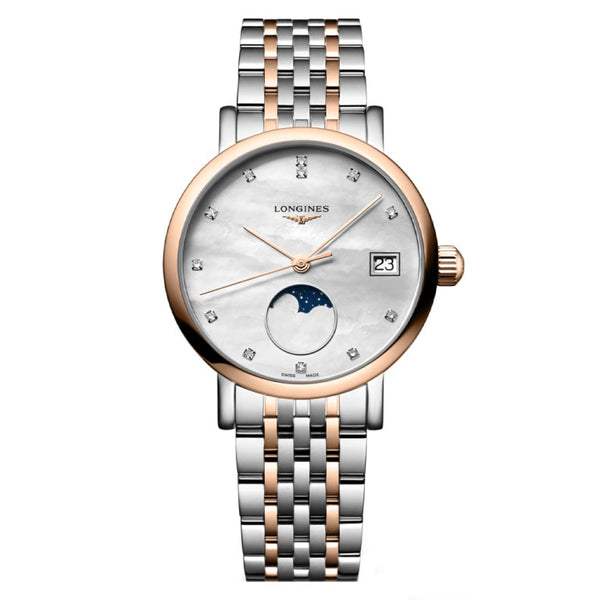 Longines L4.330.5.87.7 Elegant Collection Moonphase 30 Stainless Steel - Pink Gold / MOP / Bracelet