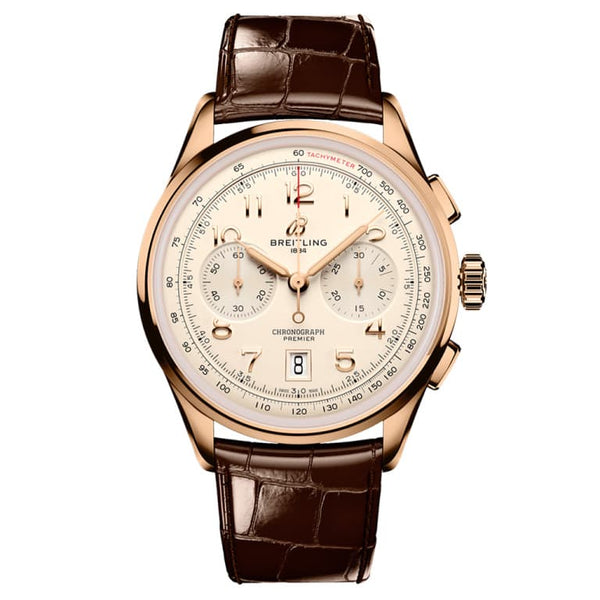 Breitling RB0145371G1P1 Premier B01 Chronograph 42 Red Gold / Cream / Alligator